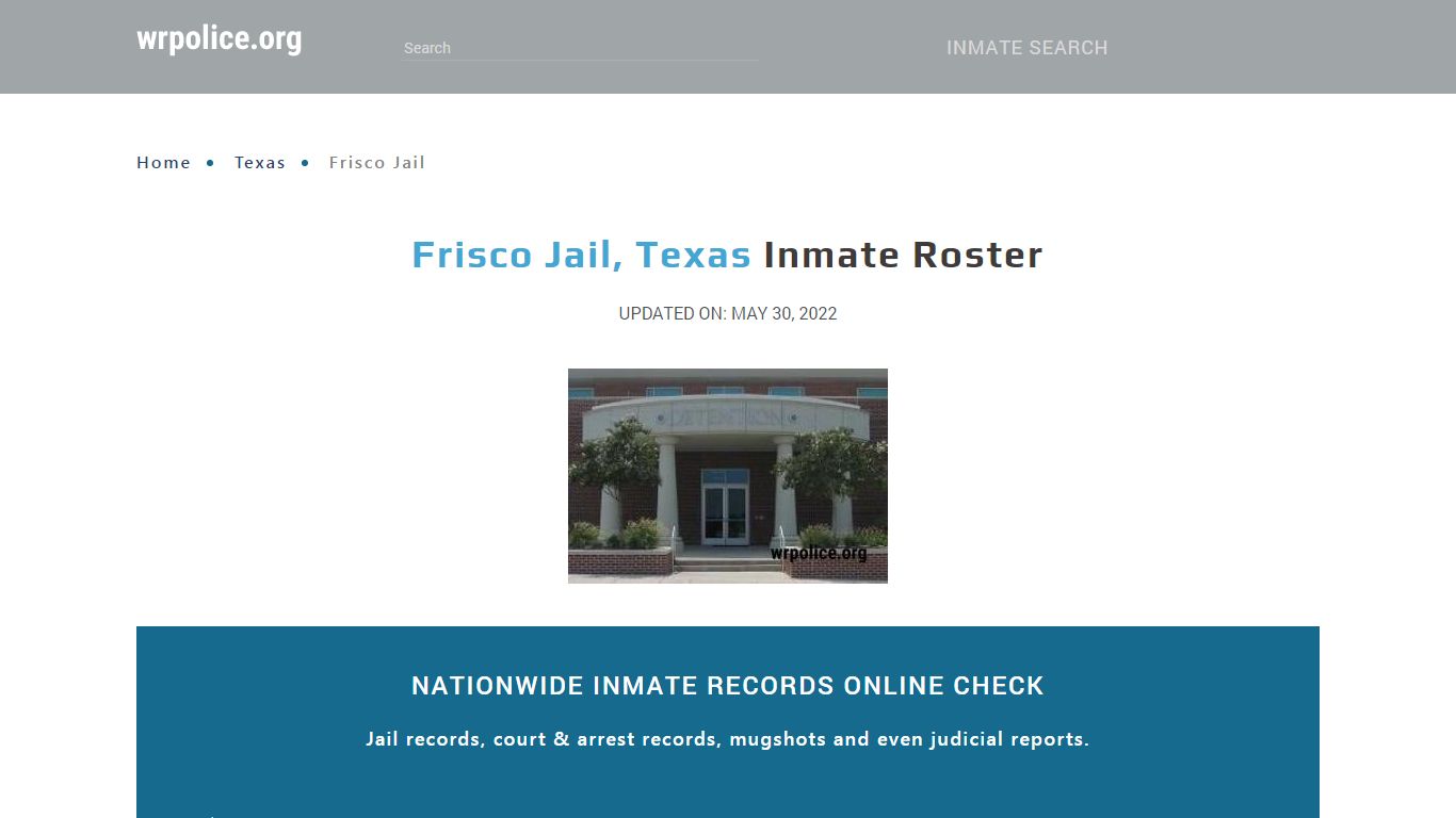 Frisco Jail, Texas - Inmate Locator